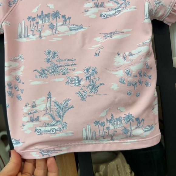 Janie & Jack x Gray Malin toile print rashguard swimsuit set toddler girl ruffle - Picture 6 of 14